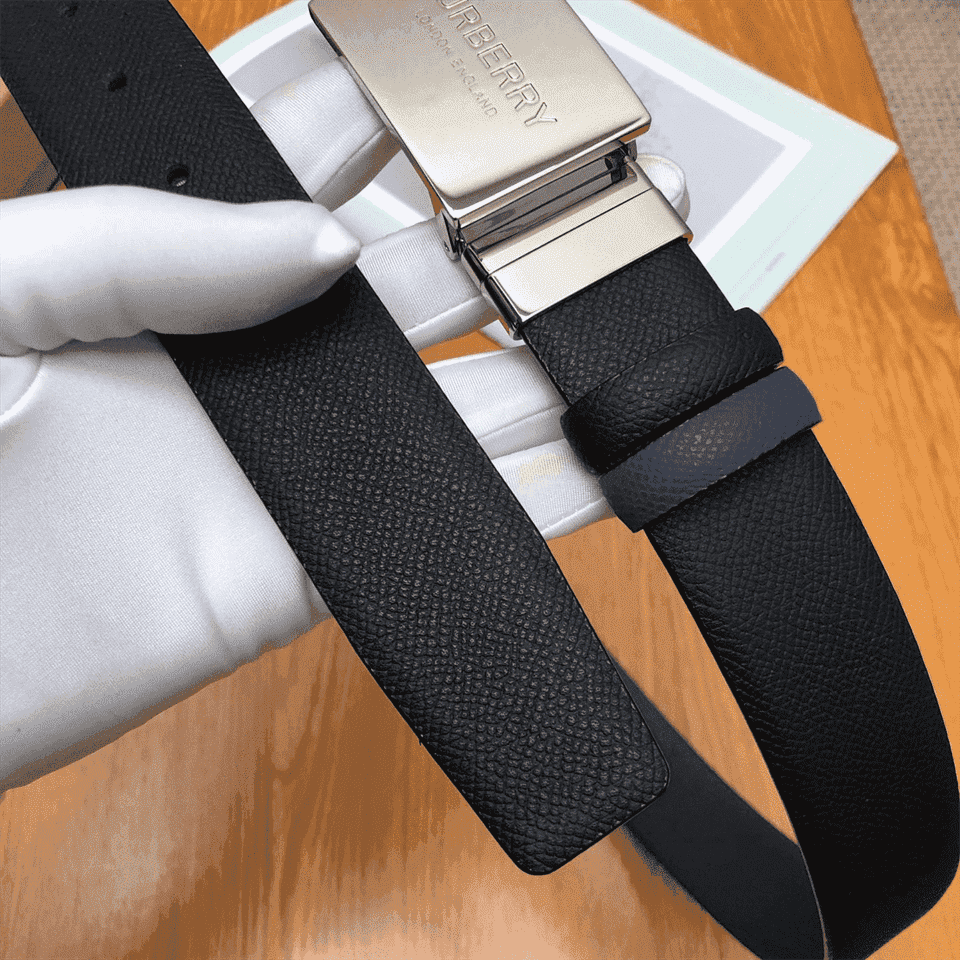 B**rry reversible plaque buckle grainy leather belt - b25