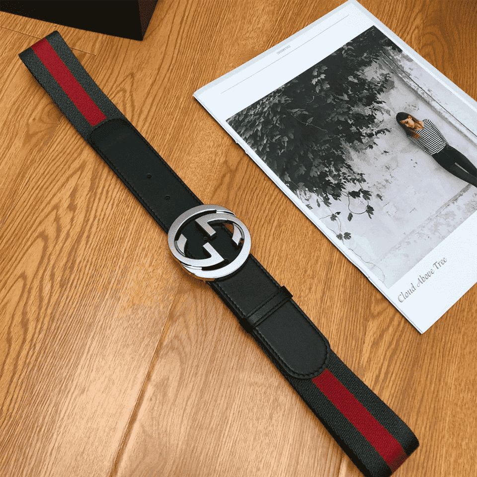 G*u*i men's web striped canvas belt - b9