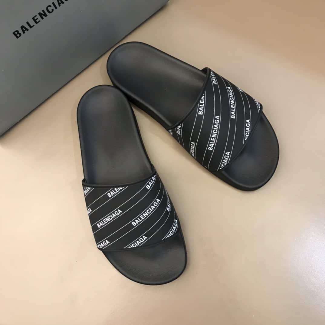 Ba*len*cia*ga rubber logo pool slide sandals - bbs6