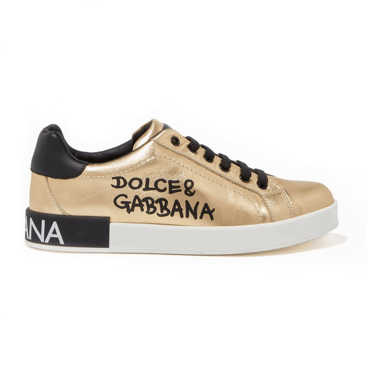 DOLCE AND GABBANA LOGO PRINT POSITANO LEATHER SNEAKERS - DG95