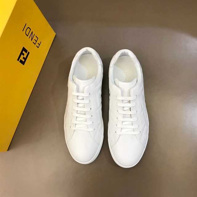 F**di white nappa leather low top sneakers - fd09