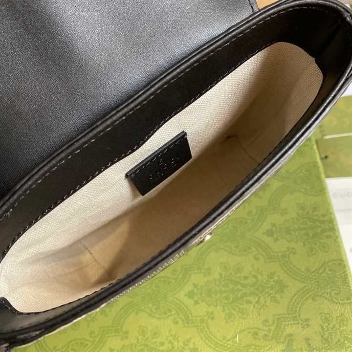 GG EMBOSSED BELT BAG BLACK GG EMBOSSED LEATHER COTTON LINEN LINING - GBC16