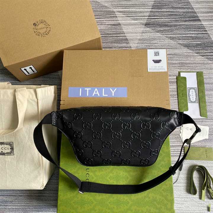 GG EMBOSSED BELT BAG IN BLACK GG EMBOSSED LEATHER - GBC14