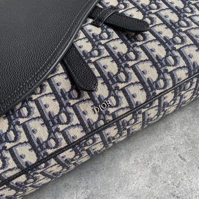 beige and black D*or oblique jacquard and black grained calfskin