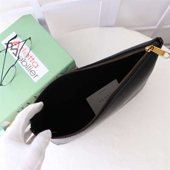 G*u*i large clutch purse black leather gg logo web - wgr035