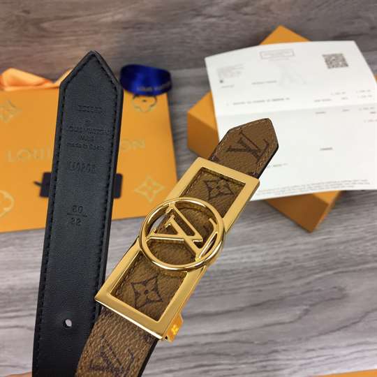 l0*is V*t0n monogram ceinture dauphine tan noir belt - b151