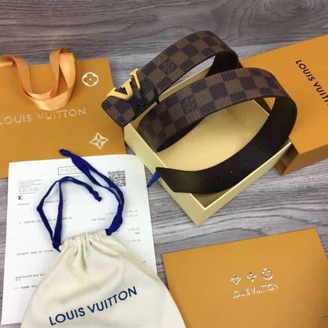 l0*is V*t0n initiales 40mm reversible damier ebene canvas belt - b89