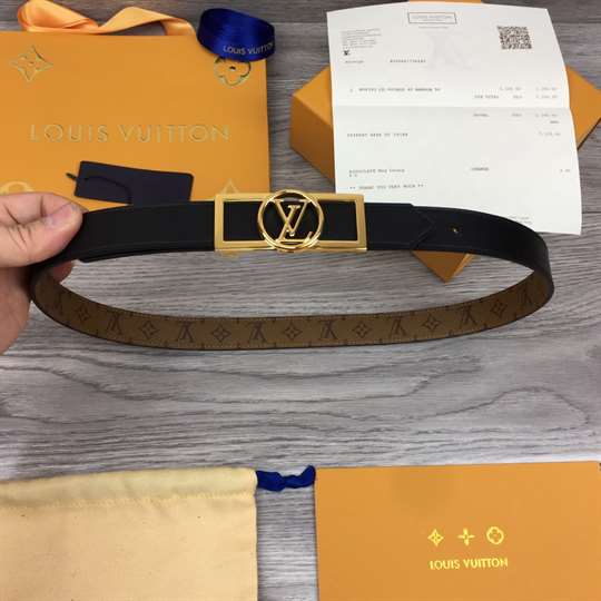 l0*is V*t0n monogram ceinture dauphine tan noir belt - b151