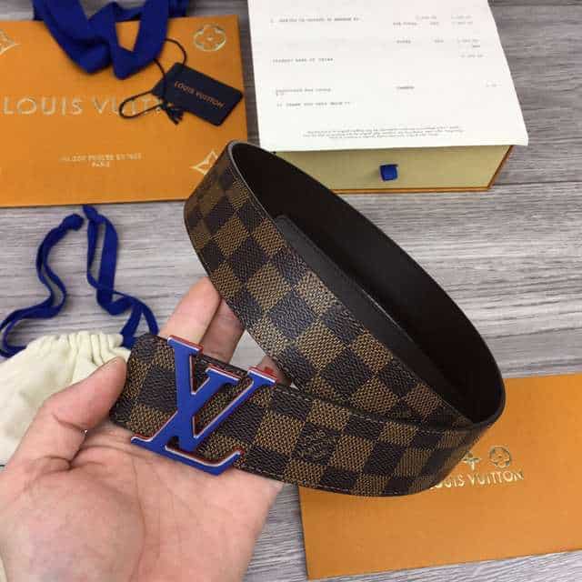 l0*is V*t0n initiales 40mm reversible damier ebene canvas belt - b85