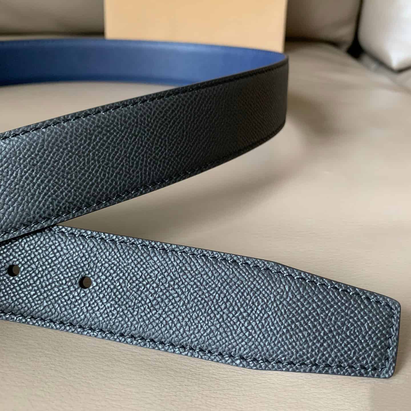 B**rry reversible london check and leather belt dark charcoalblack - b29