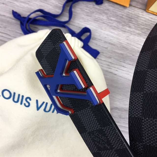 l0*is V*t0n initiales 40mm reversible damier infini leather belt - b87