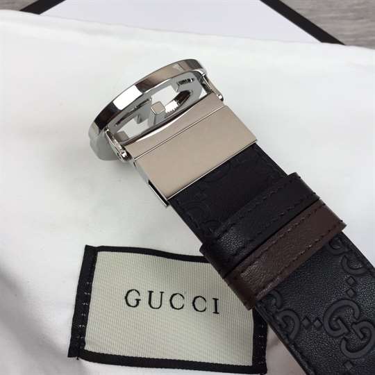 G*u*i signature belt with silver g buckle - b49