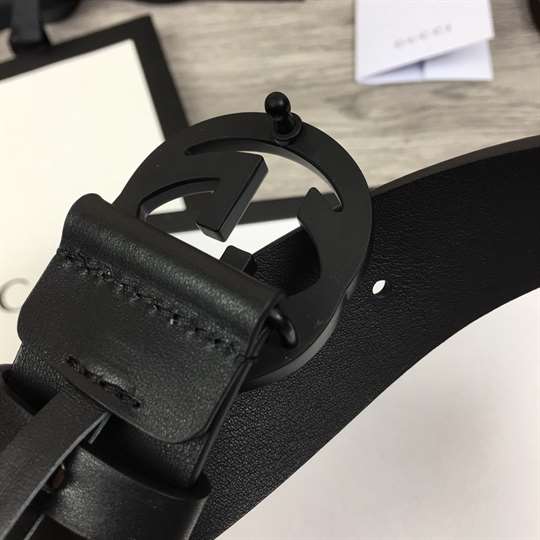 G*u*i leather belt with interlocking g buckle - b31