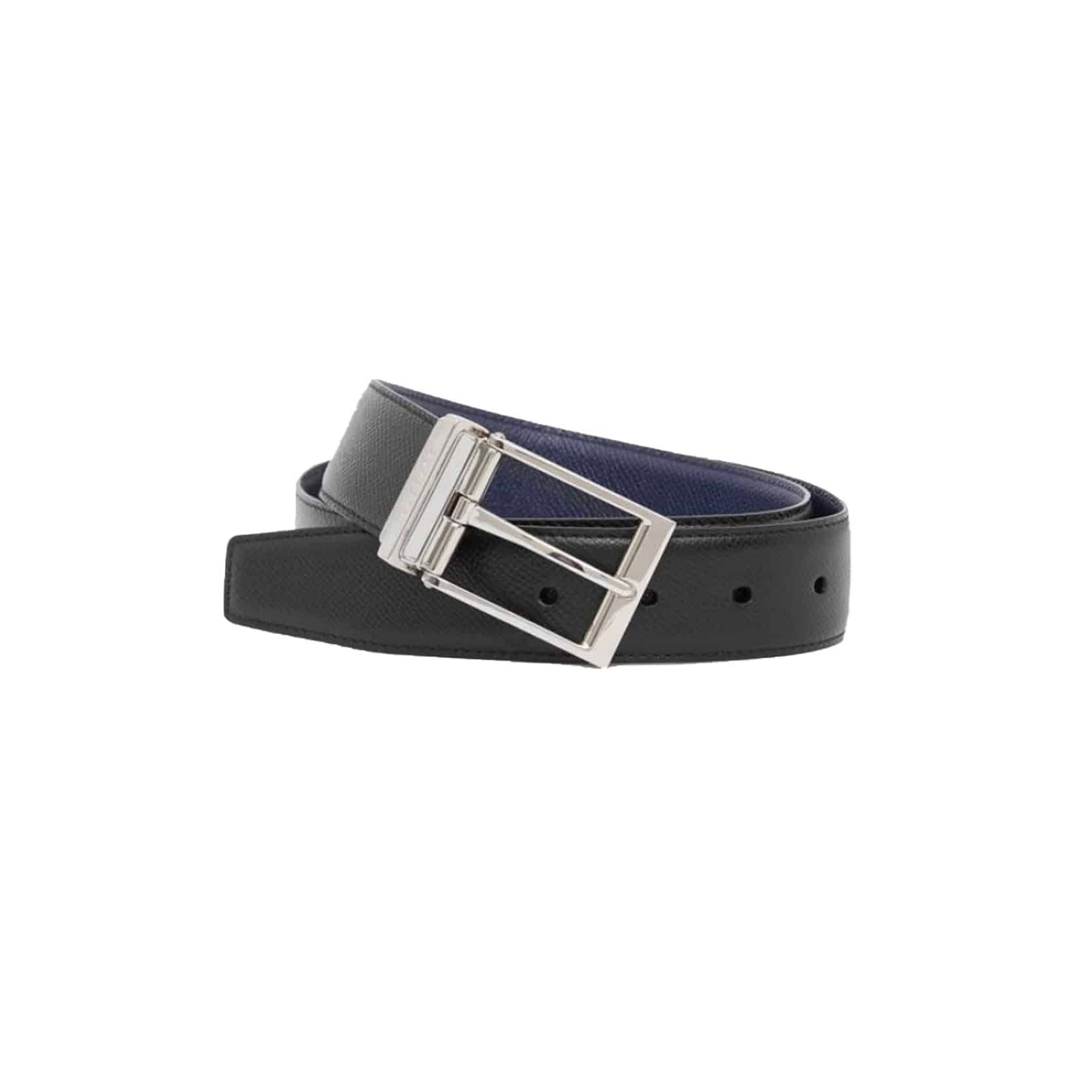 B**rry reversible london check and leather belt dark charcoalblack - b29