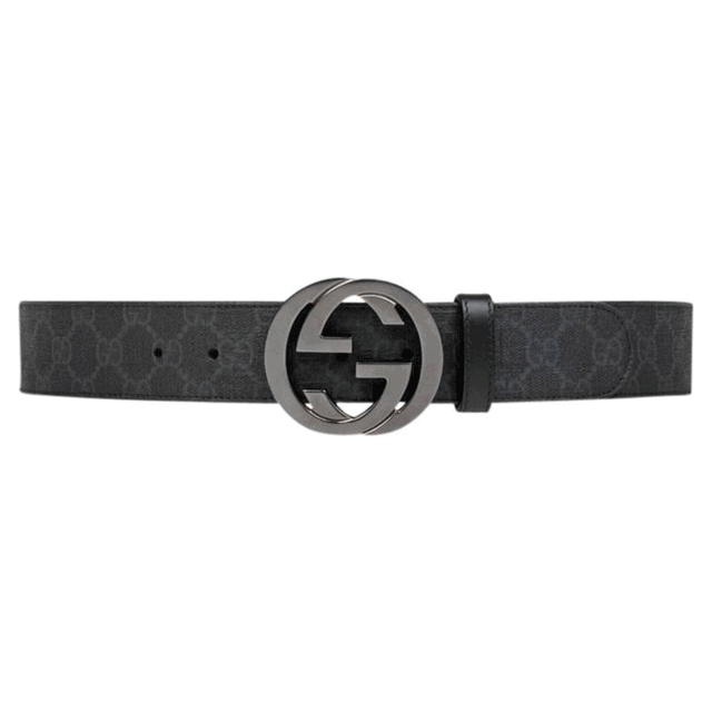 g*u*i men's black gg S*p*e belt with g buckle - b32