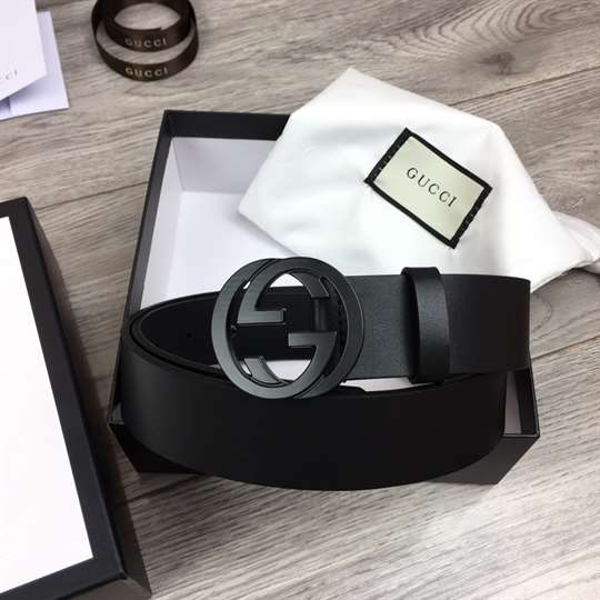 G*u*i leather belt with interlocking g buckle - b31