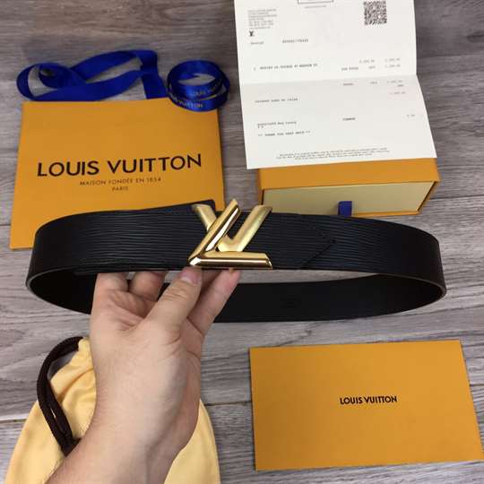 l0*is V*t0n epi leather lv twist 40mm belt m0068w black - b138