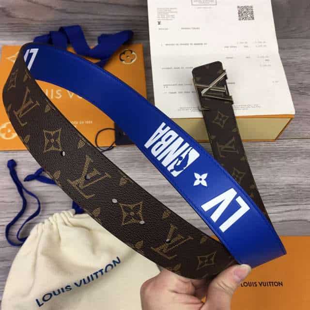 l0*is V*t0n x nba 3 steps 40mm reversible monogram canvas belt - b100