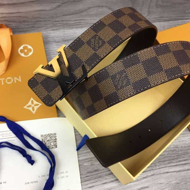 l0*is V*t0n initiales 40mm reversible damier ebene canvas belt - b89