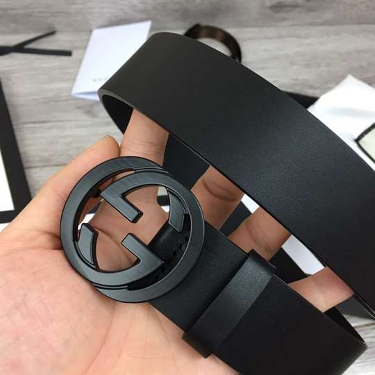 G*u*i leather belt with interlocking g buckle - b31