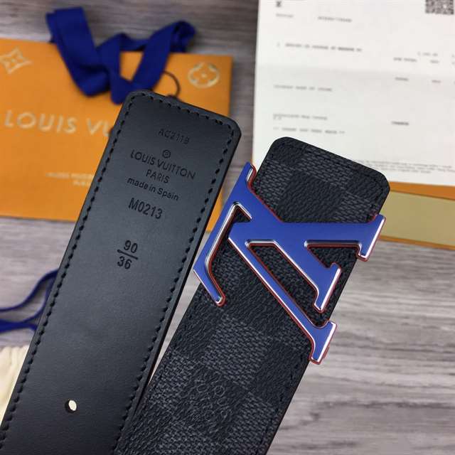 l0*is V*t0n initiales 40mm reversible damier infini leather belt - b87