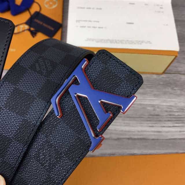 l0*is V*t0n initiales 40mm reversible damier infini leather belt - b84