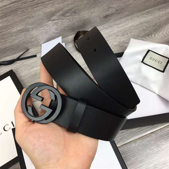 G*u*i leather belt with interlocking g buckle - b31