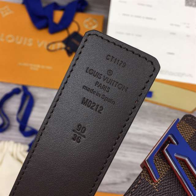 l0*is V*t0n initiales 40mm reversible damier ebene canvas belt - b85