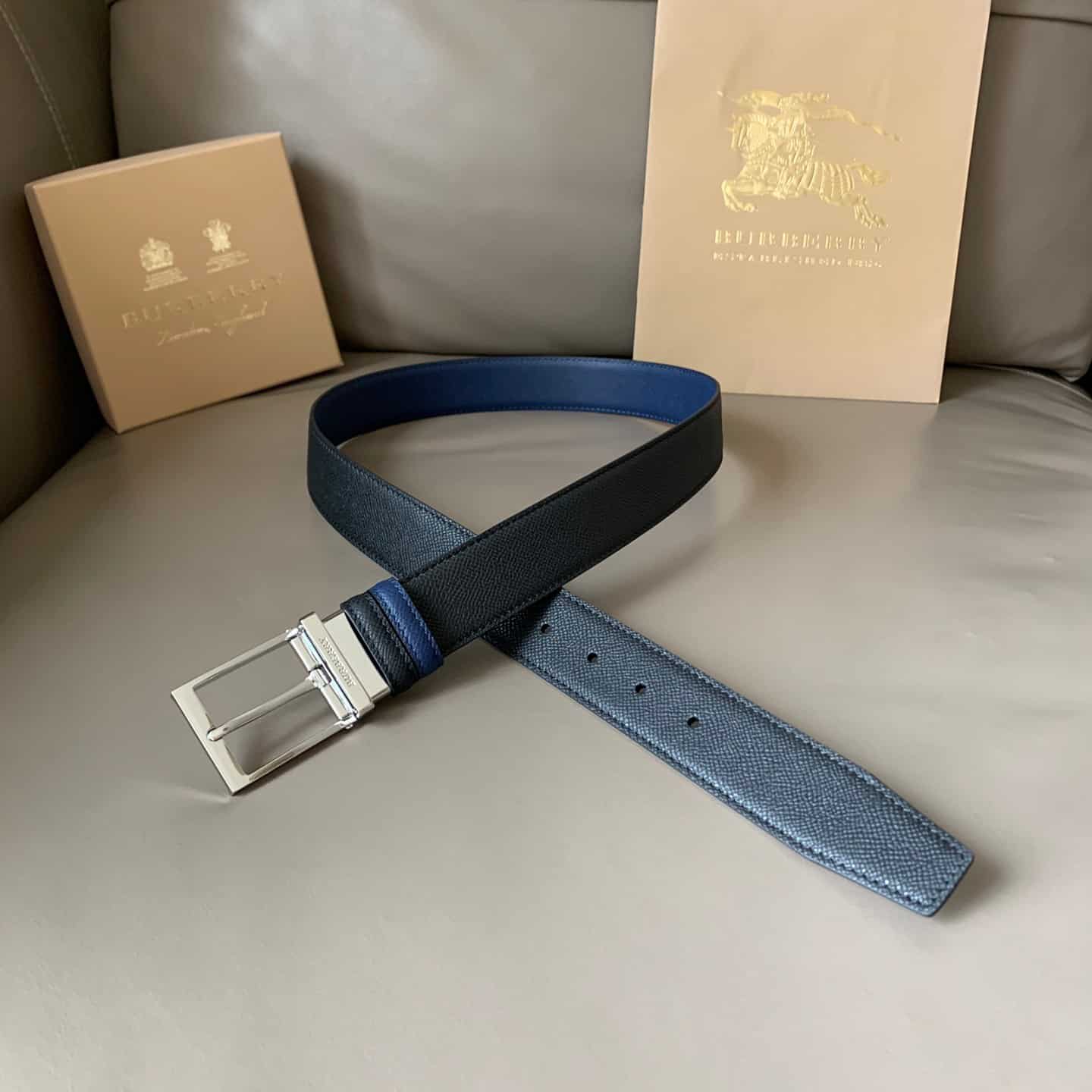 B**rry reversible london check and leather belt dark charcoalblack - b29