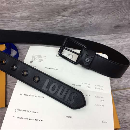 l0*is V*t0n dark infinity leather voyager 35mm belt - b157