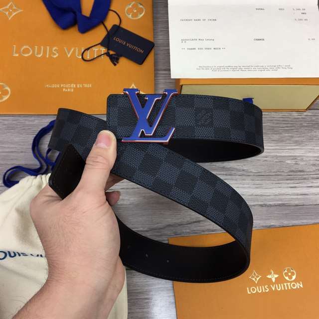 l0*is V*t0n initiales 40mm reversible damier infini leather belt - b84