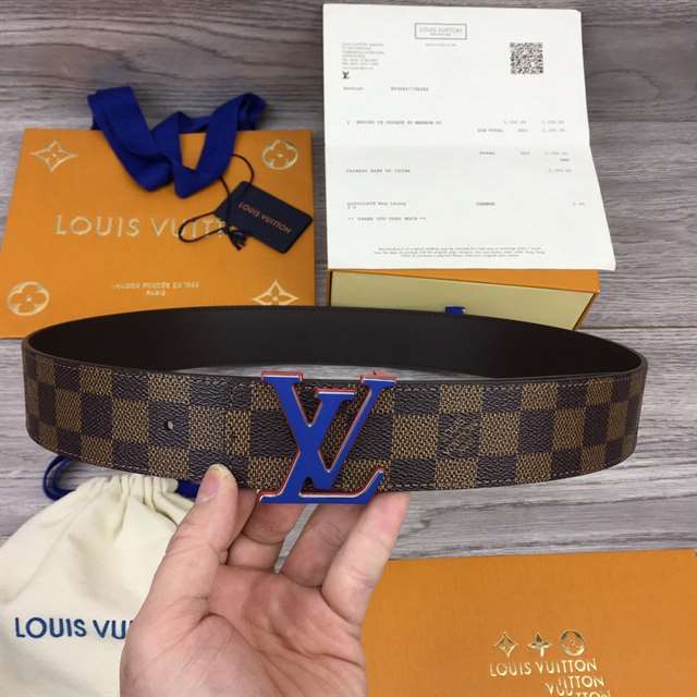 l0*is V*t0n initiales 40mm reversible damier ebene canvas belt - b85