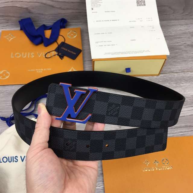 l0*is V*t0n initiales 40mm reversible damier infini leather belt - b87