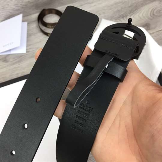 G*u*i leather belt with interlocking g buckle - b31