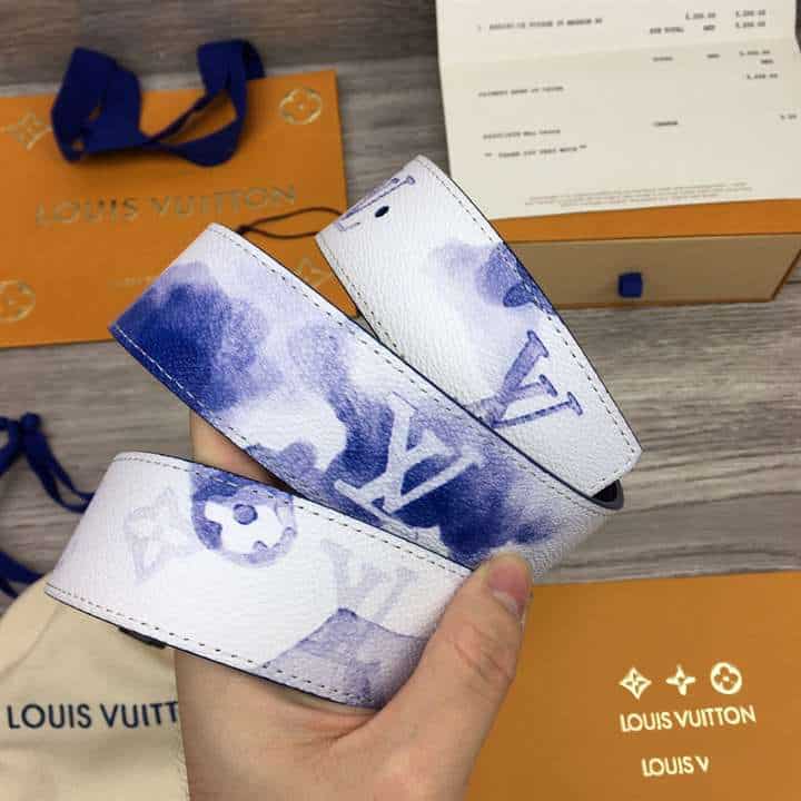 l0*is V*t0n shape 40mm reversible belt watercolor blue - b80