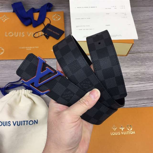 l0*is V*t0n initiales 40mm reversible damier infini leather belt - b87