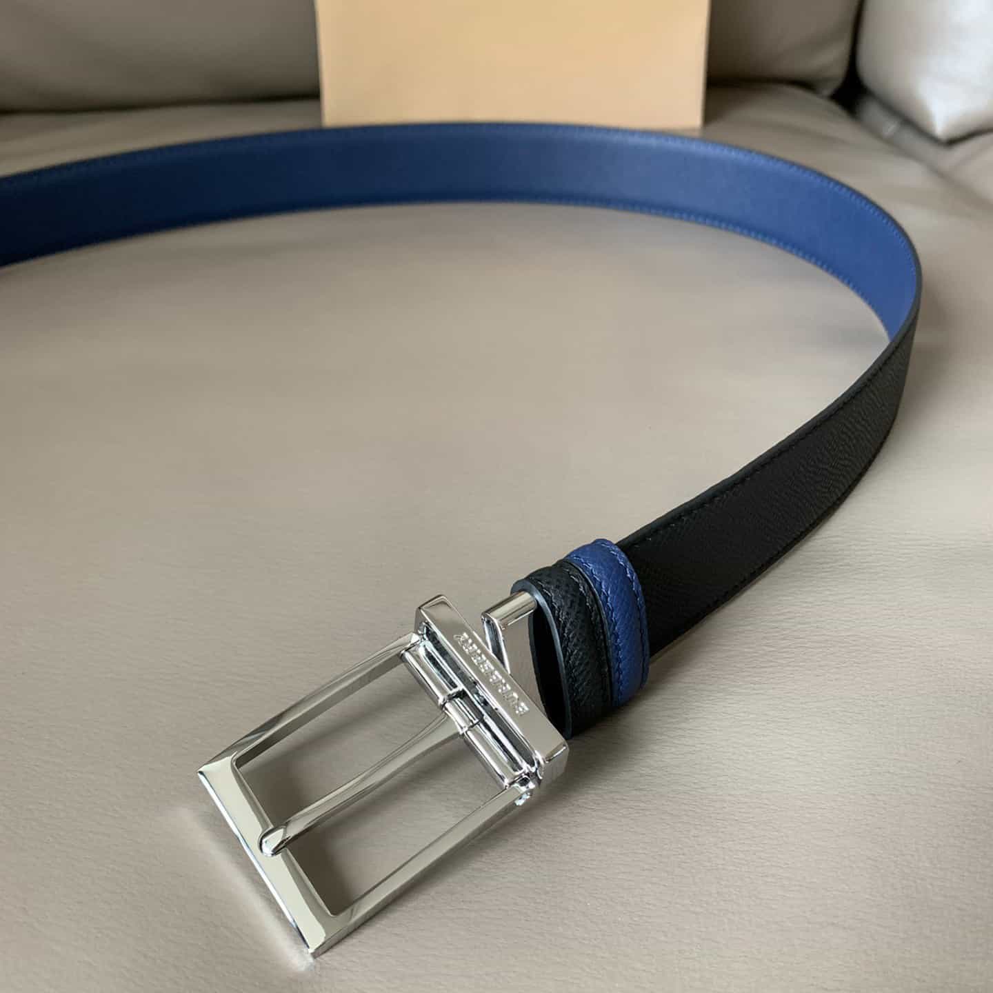 B**rry reversible london check and leather belt dark charcoalblack - b29