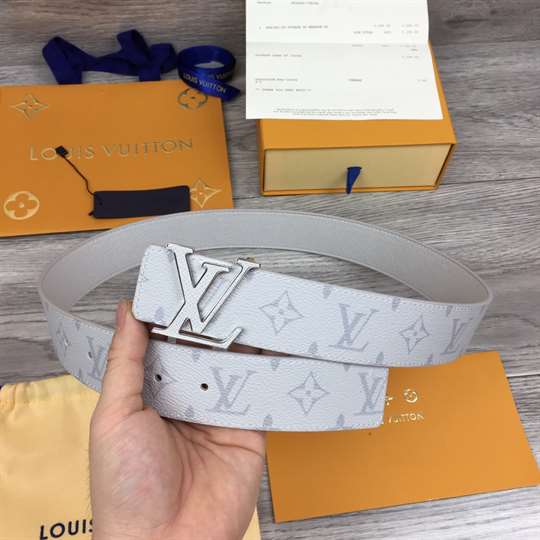 l0*is V*t0n men's initiales 40mm reversible belt white - b127