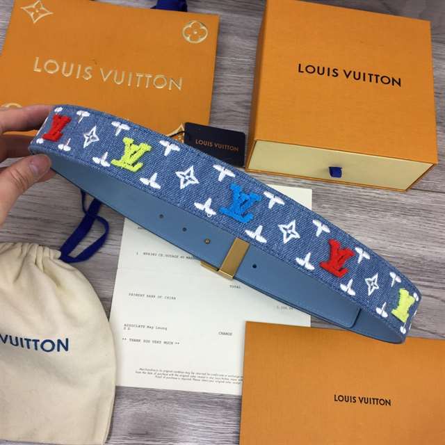 l0*is V*t0n blue denim 'new wave' belt - b105