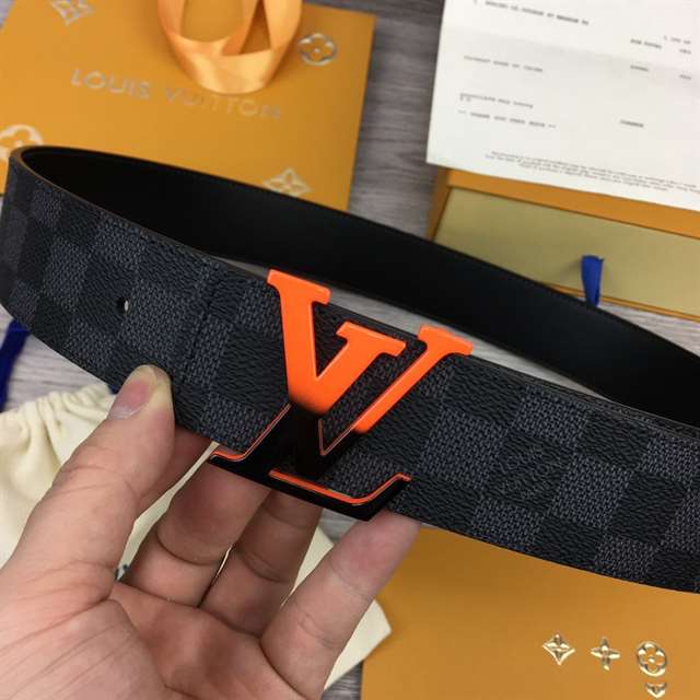 l0*is V*t0n initiales 40mm reversible damier graphite canvas belt - b94