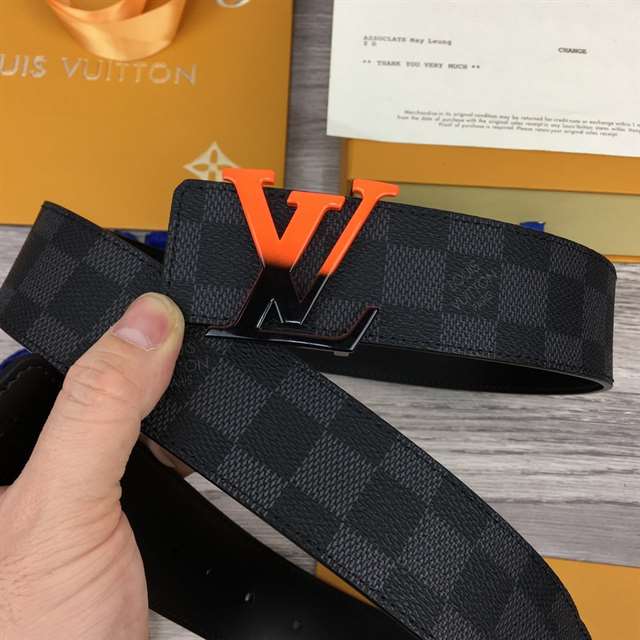 l0*is V*t0n initiales 40mm reversible damier graphite canvas belt - b94