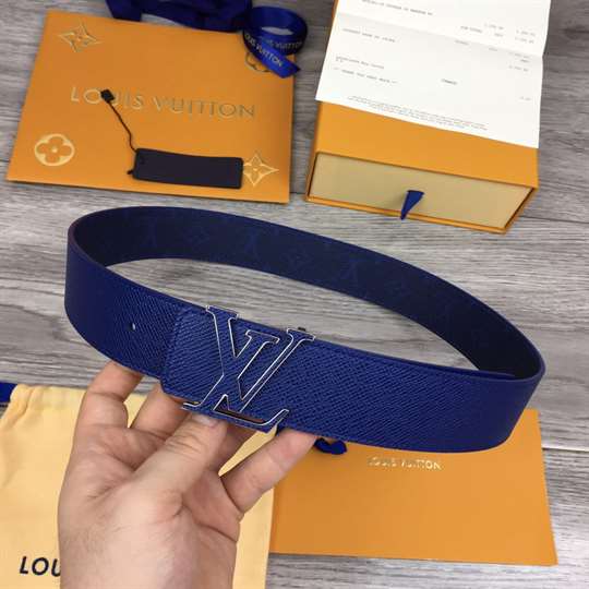 l0*is V*t0n men's initiales 40mm reversible belt blue - b117