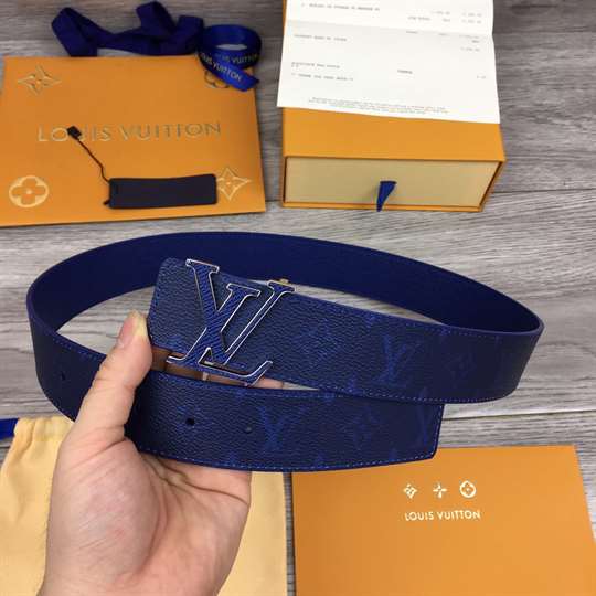 l0*is V*t0n men's initiales 40mm reversible belt blue - b117
