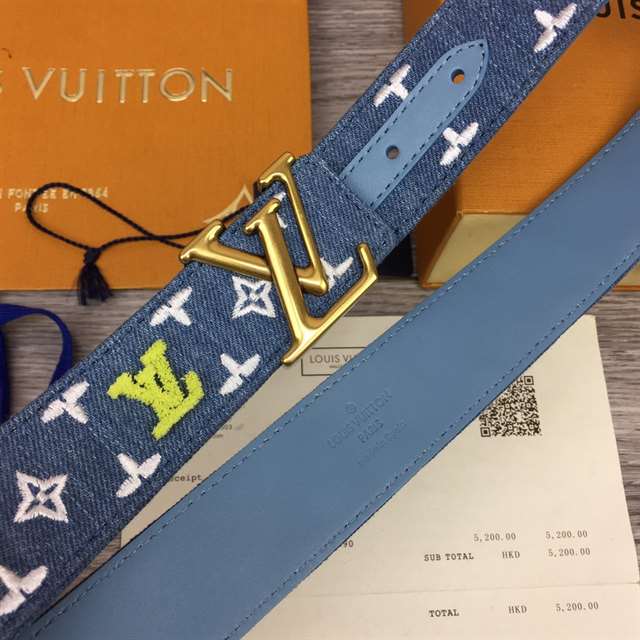 l0*is V*t0n blue denim 'new wave' belt - b105