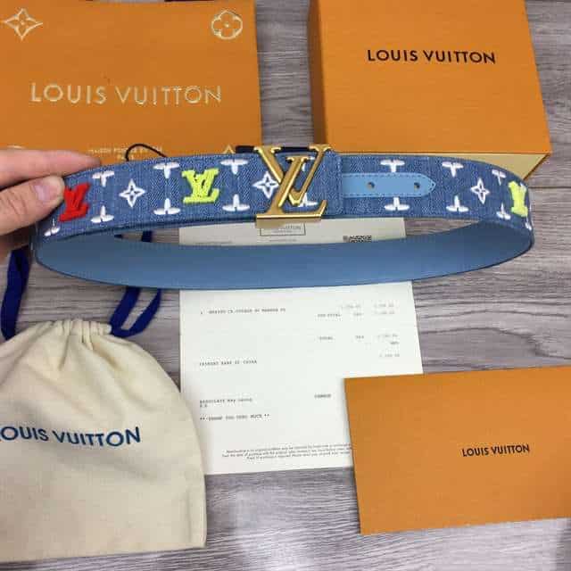 l0*is V*t0n blue denim 'new wave' belt - b105