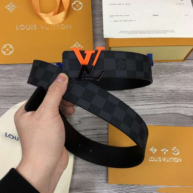 l0*is V*t0n initiales 40mm reversible damier graphite canvas belt - b94