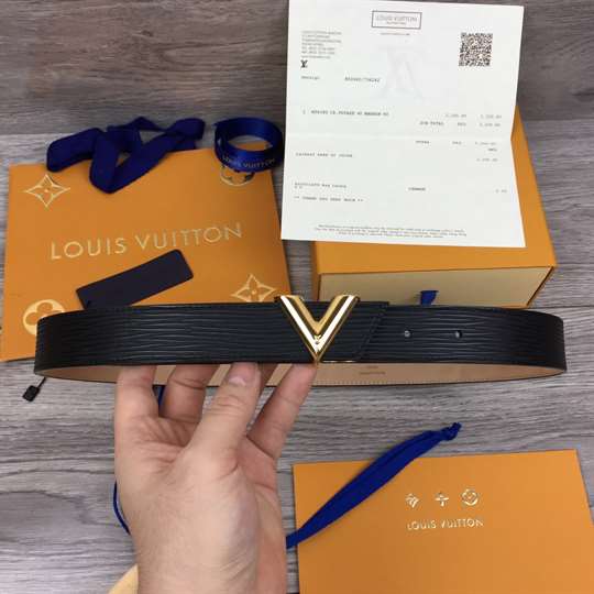 l0*is V*t0n black epi leather essential v belt - b125