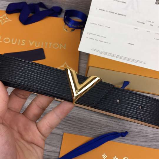 l0*is V*t0n black epi leather essential v belt - b125