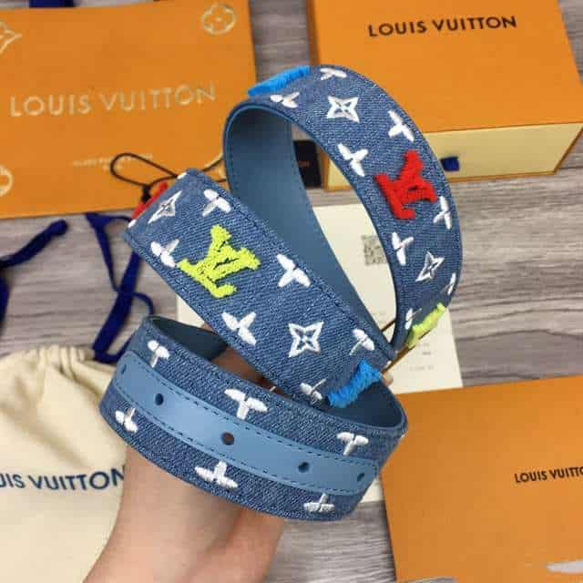l0*is V*t0n blue denim 'new wave' belt - b105
