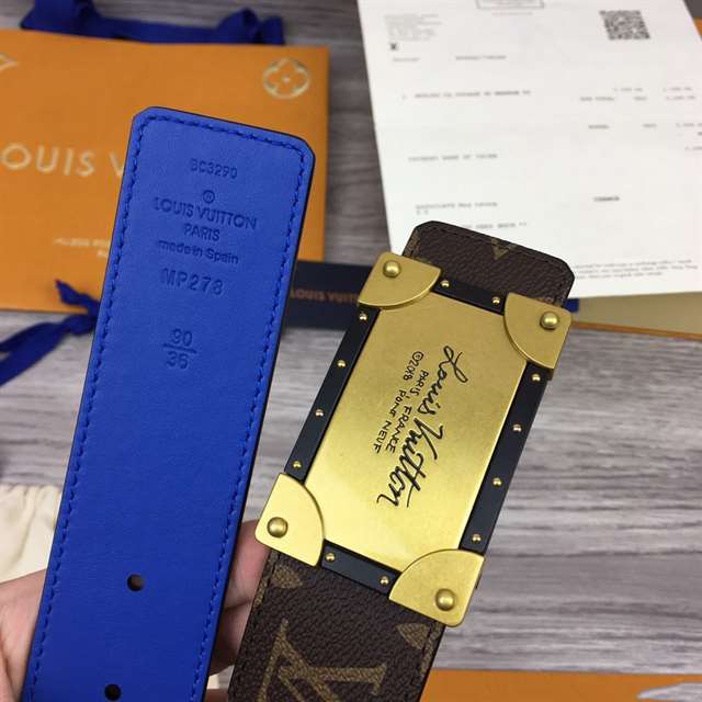 l0*is V*t0n x nba 3 steps 40mm reversible monogram canvas belt - b101